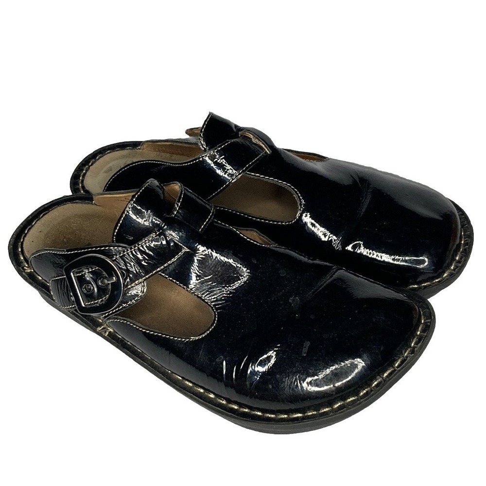 Algeria Shoes Clogs Sz 6 Black Patton Leather Woman's